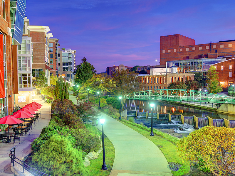 Greenville, South Carolina Cityscape at Night